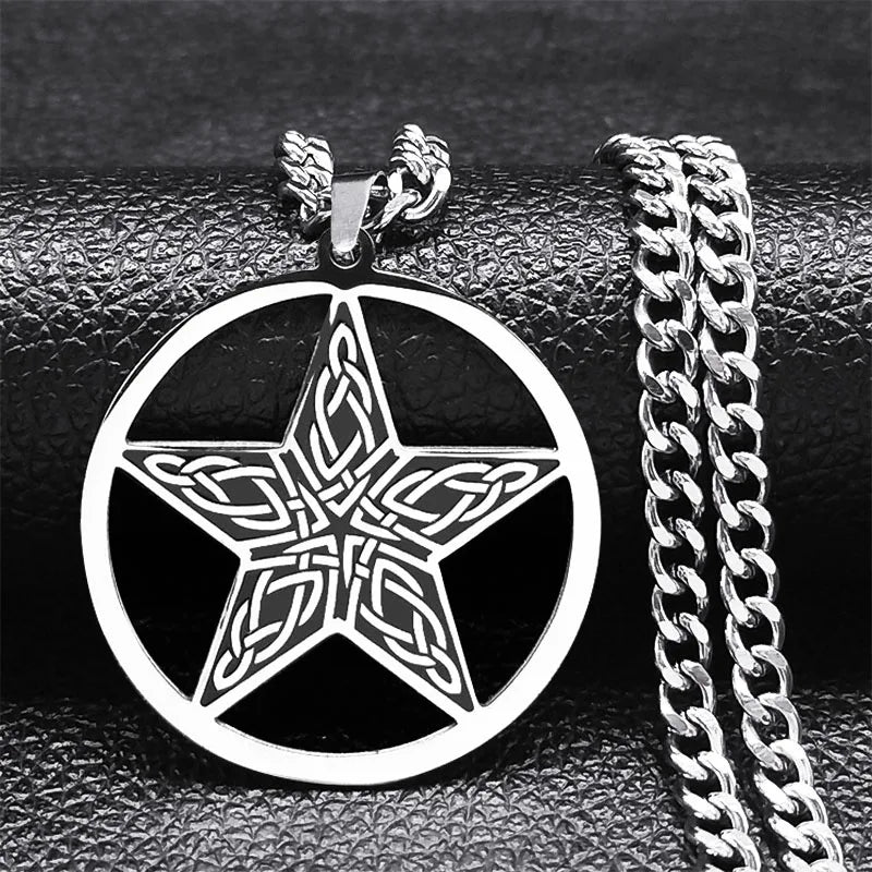 Witchcraft Gothic Dark Pentagram Necklace Stainless Steel Original Tetragrammaton Solomon Amulet Necklaces For Women Jewelry