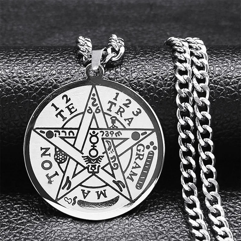 Witchcraft Gothic Dark Pentagram Necklace Stainless Steel Original Tetragrammaton Solomon Amulet Necklaces For Women Jewelry