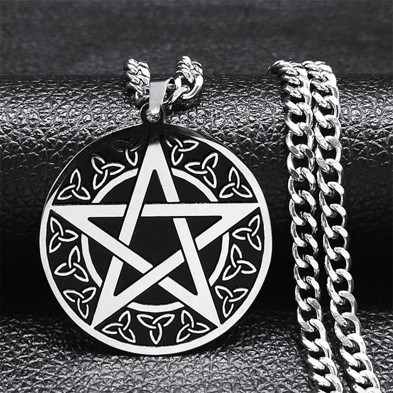 Witchcraft Gothic Dark Pentagram Necklace Stainless Steel Original Tetragrammaton Solomon Amulet Necklaces For Women Jewelry